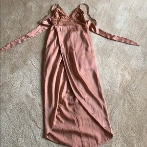 lace top coral dress